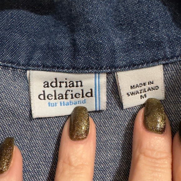 Vintage Adrian Delafield Haband Women Medium Denim 2 Piece Set Embroidered - Picture 5 of 12